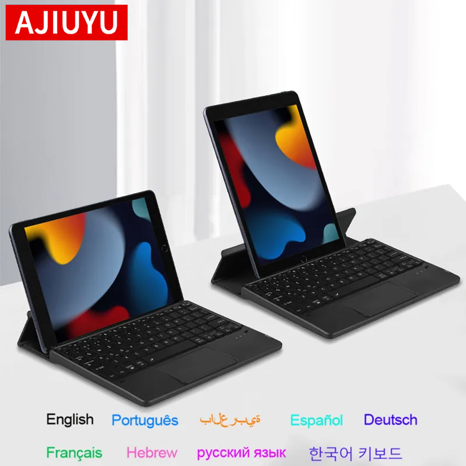Tablet Accessories Kit - AJIUYU 折りたたみ式 Bluetooth キーボード タッチパッド バックライトキーボード