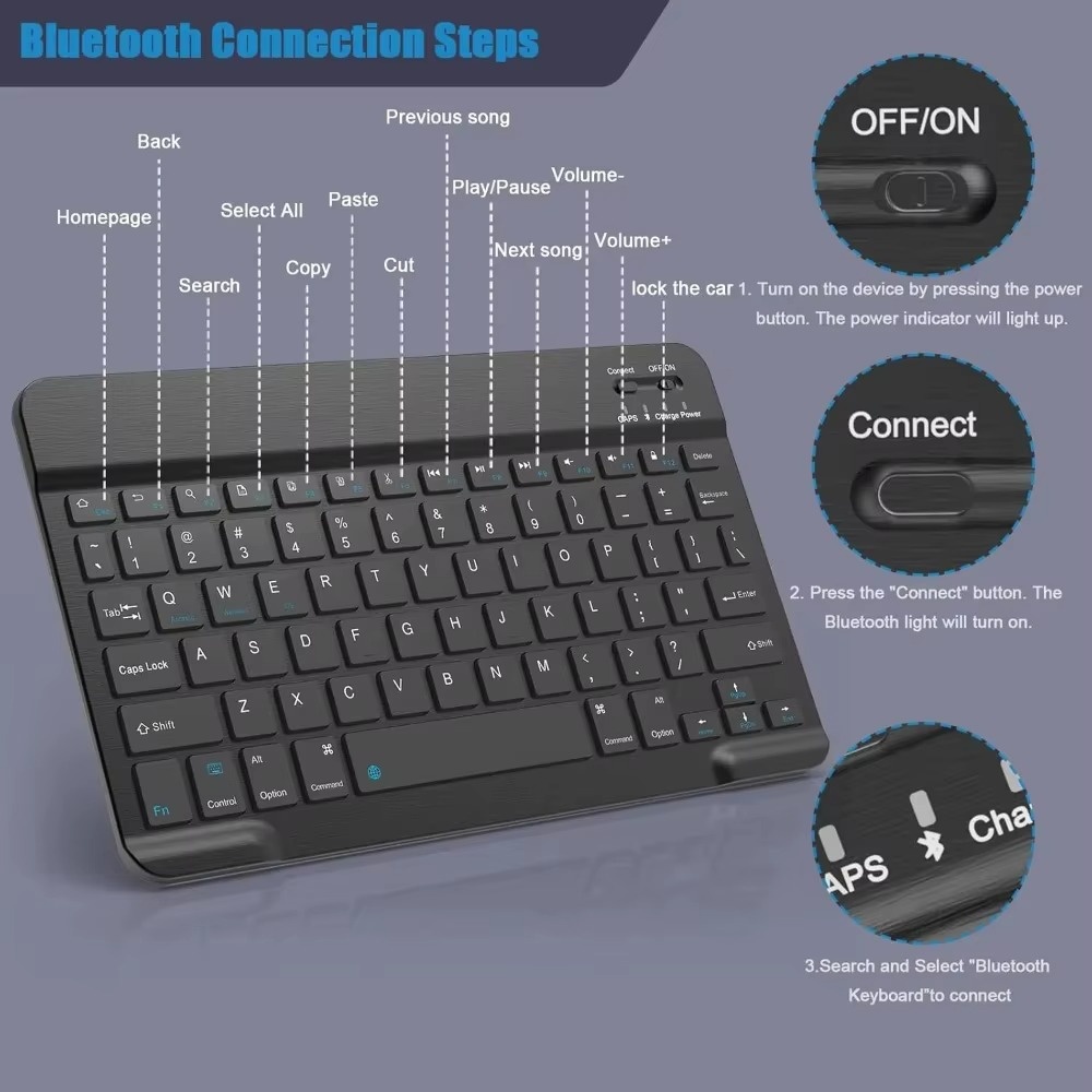 7/10 インチ Bluetooth ワイヤレス英語キーボー - Tablet Accessories Kit のレビューと価格