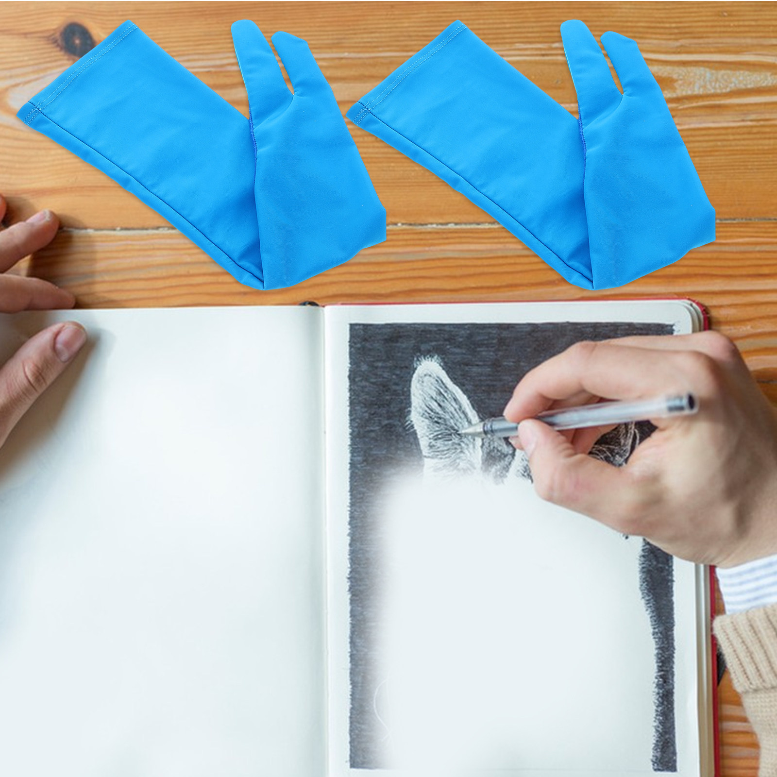 1 ペアの 2 本指アーティスト描画用手袋、拡張カフ、汚れ防 - Drawing Glove Artist のレビューと価格