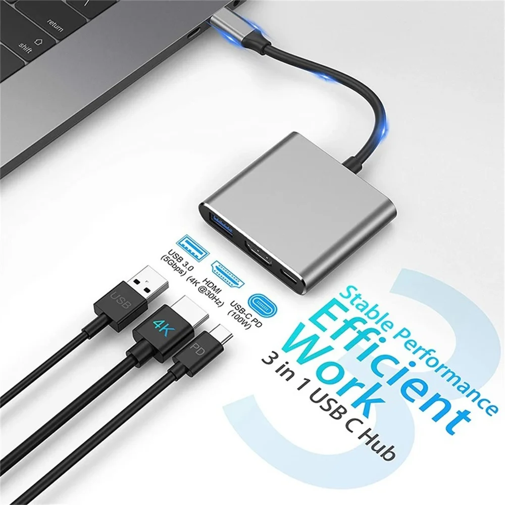 USB C ハブ 3-in-1 マルチポートアダプター、4K - Hdmi Adapter Tablet のレビューと価格