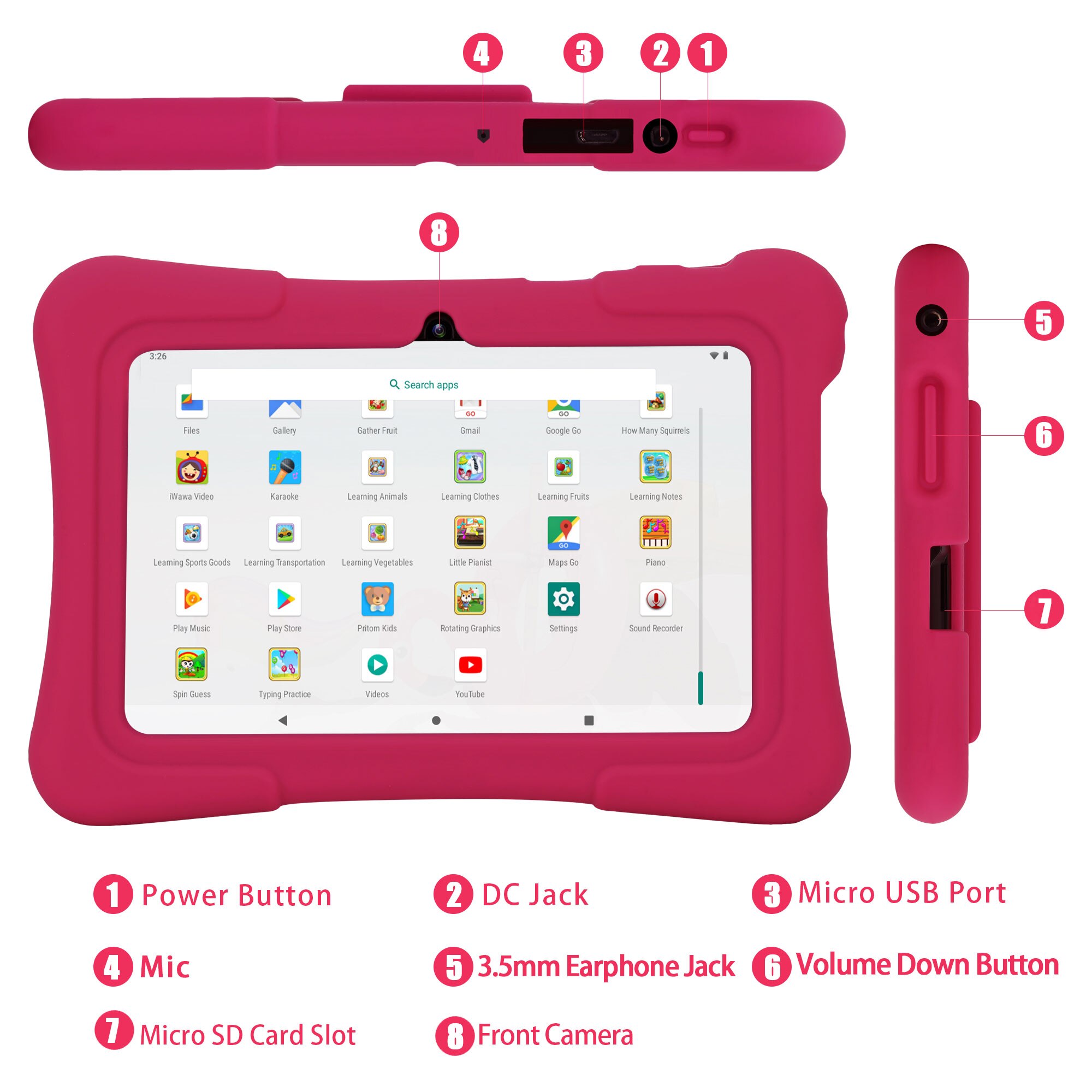 PRITOM 7インチ キッズタブレット クアッドコア An - Kids Tablet With Accessories のレビューと価格